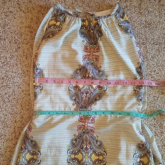 ⬇️ MM Couture dress, cut out open back yellow & green paisley maxi - Picture 13 of 16